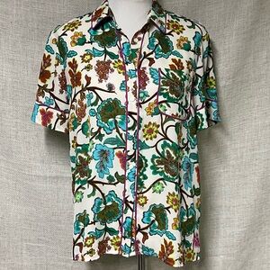 Rose and olive pajama look retro top